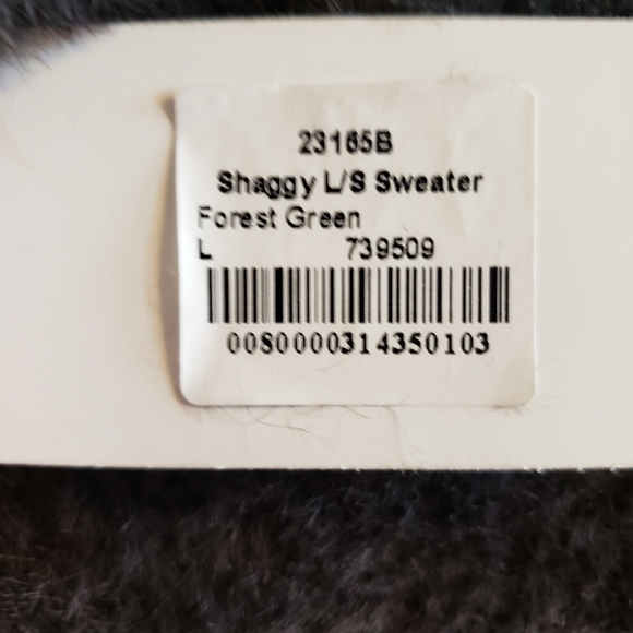 Angela Mara Forest Green Shaggy Sweater Ultra Soft Warm 3/4 Sleeve Woman L NWT - Picture 7 of 8